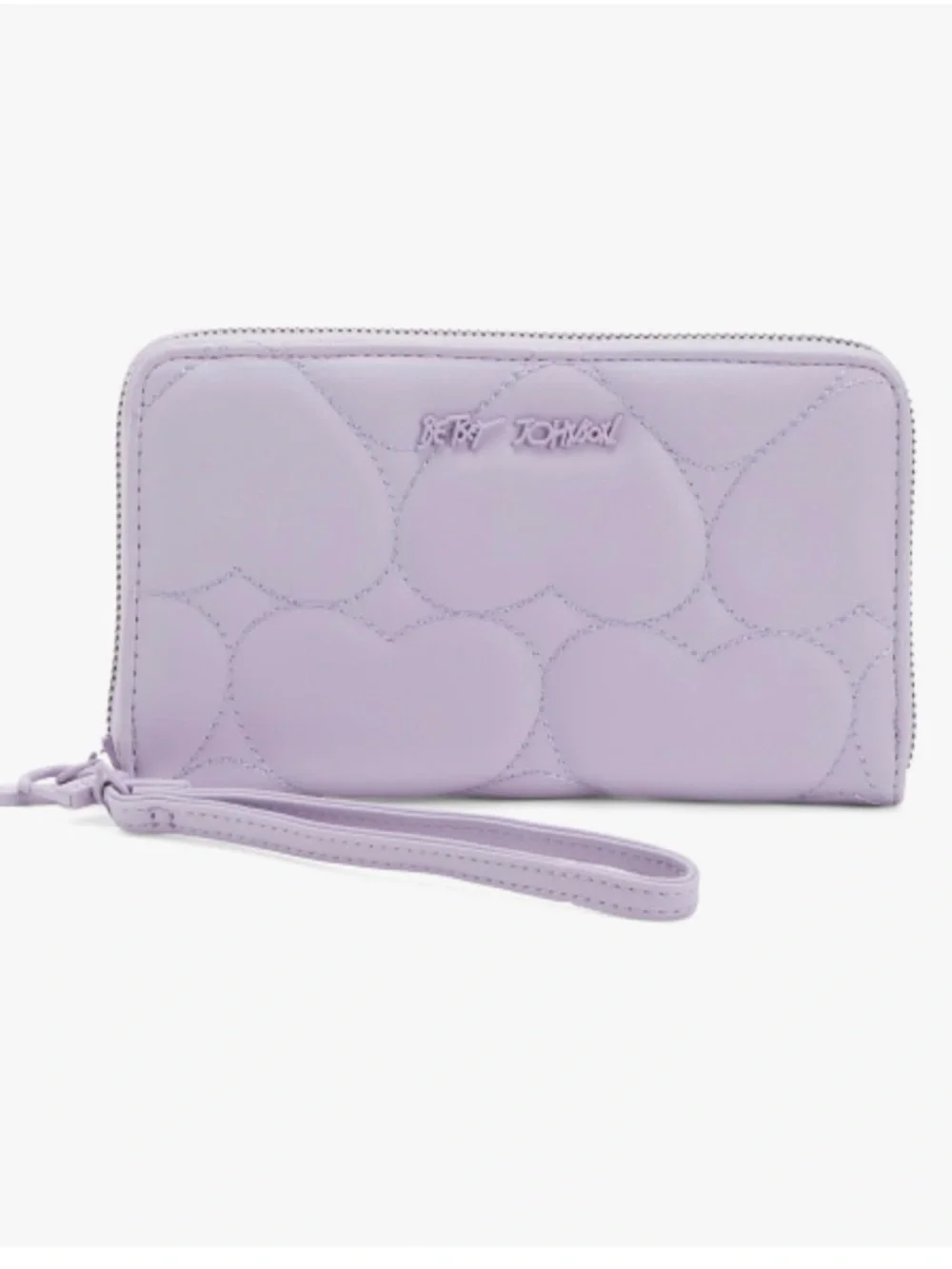 NWT Betsey Johnson Quilted Heart Zip Around Wallet in Lavender/Purple